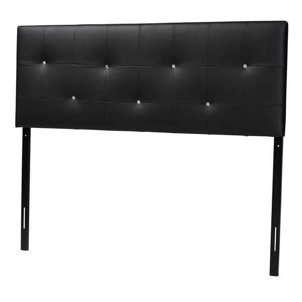Baxton Studio Baxton Studio Dalini Modern Tufted Faux Leather Headboard with Crystal Accents for Elegant Style King Black BBT6432-Black-King HB