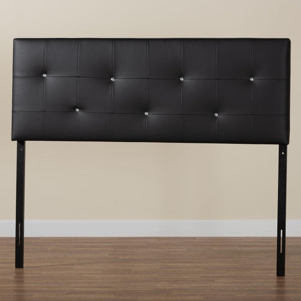 Baxton Studio Baxton Studio Dalini Modern Tufted Faux Leather Headboard with Crystal Accents for Elegant Style King Black BBT6432-Black-King HB