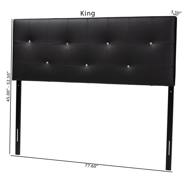 Baxton Studio Baxton Studio Dalini Modern Tufted Faux Leather Headboard with Crystal Accents for Elegant Style King Black BBT6432-Black-King HB