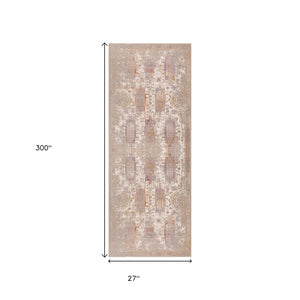 HomeRoots 2' Southwestern Runner Rug in Gray and Beige - Durable, Stain-Resistant Accent for Hallways & More 2' x 25' 635340