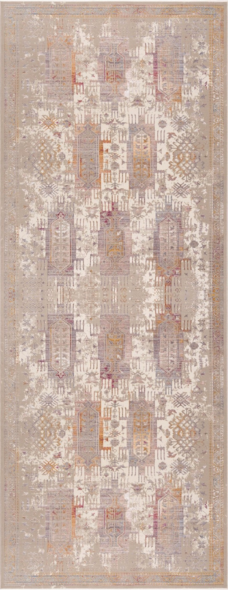 HomeRoots 2' Southwestern Runner Rug in Gray and Beige - Durable, Stain-Resistant Accent for Hallways & More 18' Runner 635341