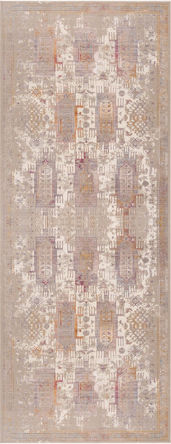 HomeRoots 2' Southwestern Runner Rug in Gray and Beige - Durable, Stain-Resistant Accent for Hallways & More 2' X 12' 635342