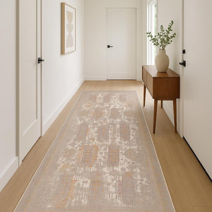 HomeRoots 2' Southwestern Runner Rug in Gray and Beige - Durable, Stain-Resistant Accent for Hallways & More 2' X 12' 635342
