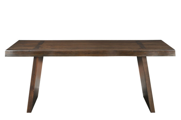HomeRoots Seven-Piece Solid Wood Dining Set with Classic Ladder-Back Chairs in Warm Brown for Every Occasion 635349
