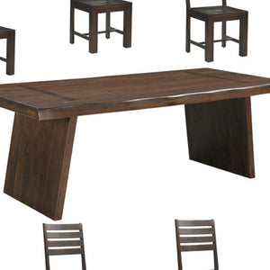 HomeRoots Nine-Piece Solid Wood Dining Set with Eight Comfortable Ladder-Back Chairs for Timeless Gatherings 635350