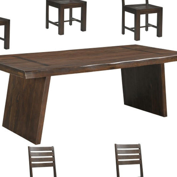HomeRoots Nine-Piece Solid Wood Dining Set with Eight Comfortable Ladder-Back Chairs for Timeless Gatherings 635350
