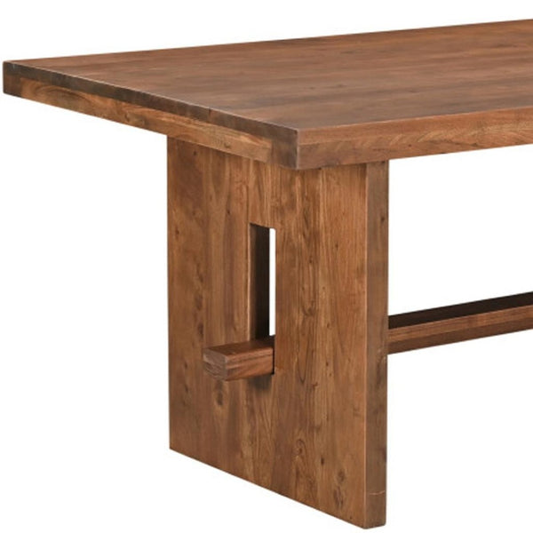 HomeRoots Nine-Piece Brown Solid Wood Dining Set with Eight Chairs for Elegant Family Gatherings & Style 635352