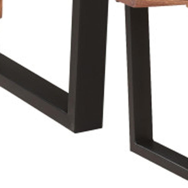 HomeRoots Six Piece Solid Wood Dining Set with Rich Brown Table, Black Ladder-Back Chairs & Comfort Seating 635360