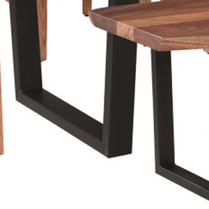 HomeRoots Six Piece Solid Wood Dining Set with Rich Brown Table, Black Ladder-Back Chairs & Comfort Seating 635360