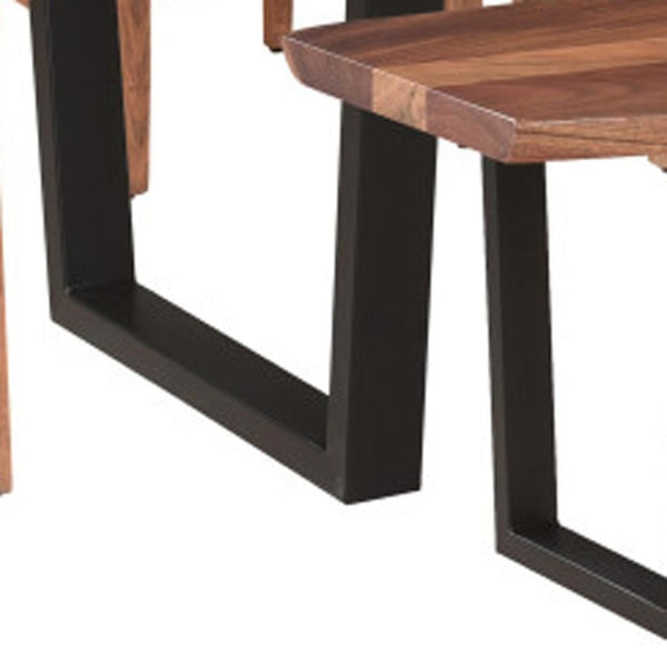 HomeRoots Six Piece Solid Wood Dining Set with Rich Brown Table, Black Ladder-Back Chairs & Comfort Seating 635360