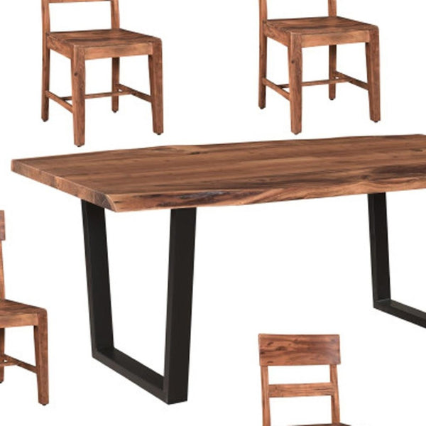 HomeRoots Seven Piece Solid Wood Dining Set with Comfortable Ladder-Back Chairs for Timeless Style & Durability 635364