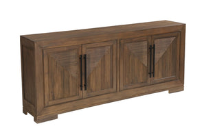 HomeRoots 102" Dark Brown Solid Wood Sideboard - Stylish Storage with Four Doors for Any Room Décor Upgrade 635423