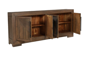 HomeRoots 102" Dark Brown Solid Wood Sideboard - Stylish Storage with Four Doors for Any Room Décor Upgrade 635423