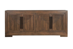 HomeRoots 102" Dark Brown Solid Wood Sideboard - Stylish Storage with Four Doors for Any Room Décor Upgrade 635423
