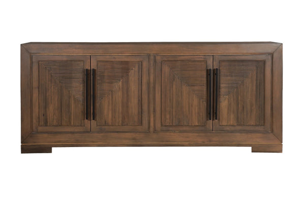 HomeRoots 102" Dark Brown Solid Wood Sideboard - Stylish Storage with Four Doors for Any Room Décor Upgrade 635423