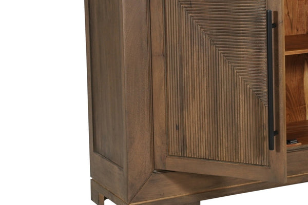 HomeRoots 102" Dark Brown Solid Wood Sideboard - Stylish Storage with Four Doors for Any Room Décor Upgrade 635423