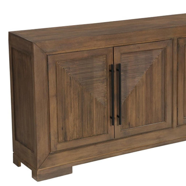 HomeRoots 102" Dark Brown Solid Wood Sideboard - Stylish Storage with Four Doors for Any Room Décor Upgrade 635423