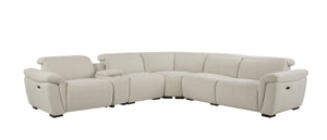 English Elm Dayana Beige Boucle Power Recliner Sectional Sofa for 5 with Dual Power Recliners, Cupholders, Storage, Adjustable Headrests, Cozy D27 Foam B2726S00119