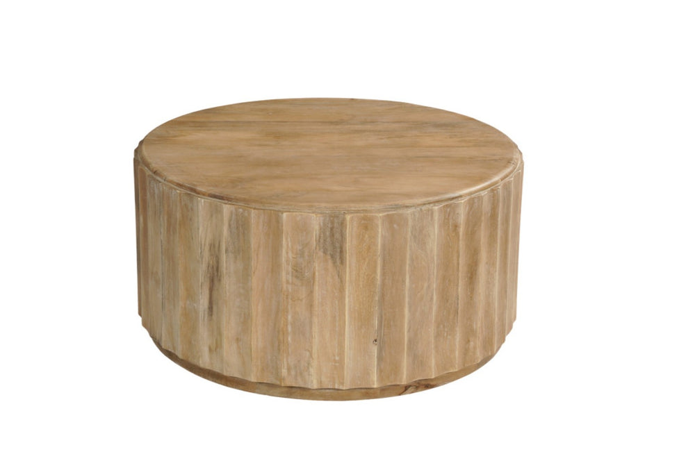 HomeRoots 36" Brown Solid Wood Round Coffee Table - Durable, Stylish Centerpiece for Living Rooms & Offices 635425