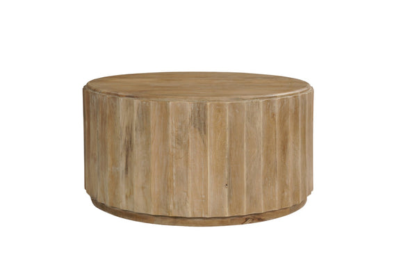 HomeRoots 36" Brown Solid Wood Round Coffee Table - Durable, Stylish Centerpiece for Living Rooms & Offices 635425