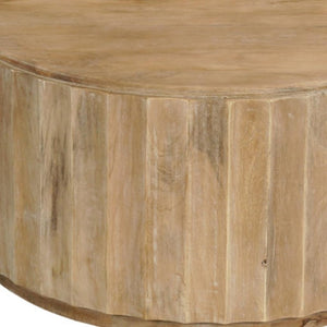 HomeRoots 36" Brown Solid Wood Round Coffee Table - Durable, Stylish Centerpiece for Living Rooms & Offices 635425