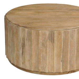 HomeRoots 36" Brown Solid Wood Round Coffee Table - Durable, Stylish Centerpiece for Living Rooms & Offices 635425