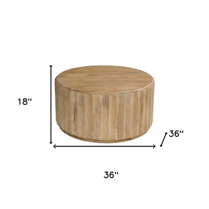HomeRoots 36" Brown Solid Wood Round Coffee Table - Durable, Stylish Centerpiece for Living Rooms & Offices 635425