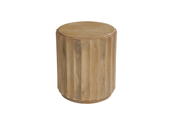 HomeRoots 23" Handcrafted Brown Solid Wood Round End Table – Unique Mango Wood Design for Versatile Living Space 635427