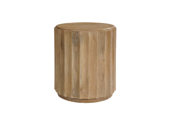 HomeRoots 23" Handcrafted Brown Solid Wood Round End Table – Unique Mango Wood Design for Versatile Living Space 635427