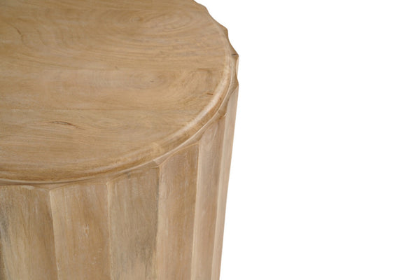 HomeRoots 23" Handcrafted Brown Solid Wood Round End Table – Unique Mango Wood Design for Versatile Living Space 635427