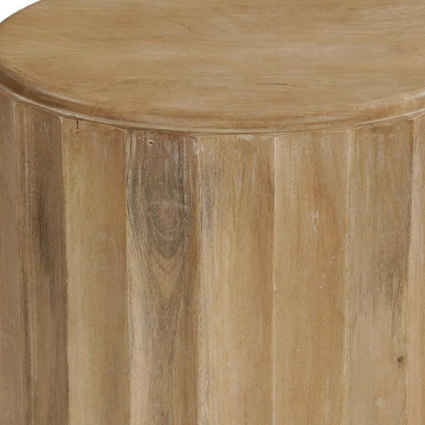HomeRoots 23" Handcrafted Brown Solid Wood Round End Table – Unique Mango Wood Design for Versatile Living Space 635427