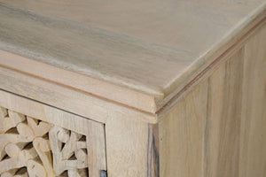 HomeRoots 72" Elegant White Solid Wood Floral Carved Sideboard - Timeless Storage for Any Room Decor 635490