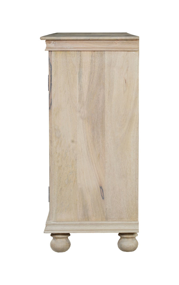 HomeRoots 72" Elegant White Solid Wood Floral Carved Sideboard - Timeless Storage for Any Room Decor 635490