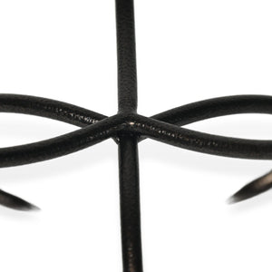 HomeRoots 13" Handcrafted Clear and Black Decorative Bowl with Weathered Metal Stand for Stylish Home Decor 635499