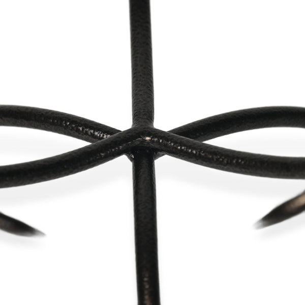 HomeRoots 13" Handcrafted Clear and Black Decorative Bowl with Weathered Metal Stand for Stylish Home Decor 635499