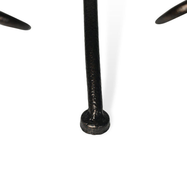 HomeRoots 13" Handcrafted Clear and Black Decorative Bowl with Weathered Metal Stand for Stylish Home Decor 635499