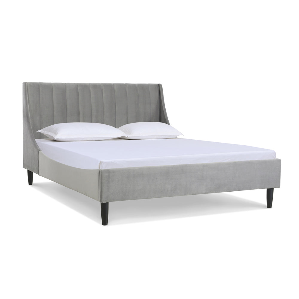 English Elm Jennifer Taylor Home - Aspen Modern Velvet Platform Bed Set, Queen Size, Opal Grey With Tufted Headboard For Ultimate Comfort B2719P238505