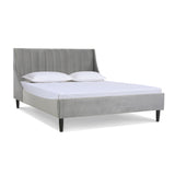 English Elm Aspen Vertical Tufted Modern Headboard Platform Bed Set, Queen, Opal Grey Velvet