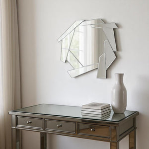 HomeRoots 37" Silver Abstract Frameless Accent Mirror - Stunning Modern Design to Brighten Any Room Elegantly 635500