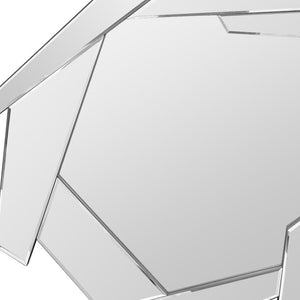 HomeRoots 37" Silver Abstract Frameless Accent Mirror - Stunning Modern Design to Brighten Any Room Elegantly 635500