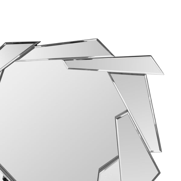 HomeRoots 37" Silver Abstract Frameless Accent Mirror - Stunning Modern Design to Brighten Any Room Elegantly 635500