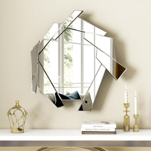 HomeRoots 37" Silver Abstract Frameless Accent Mirror - Stunning Modern Design to Brighten Any Room Elegantly 635500