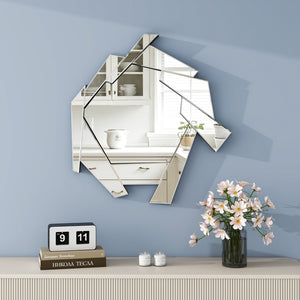 HomeRoots 37" Silver Abstract Frameless Accent Mirror - Stunning Modern Design to Brighten Any Room Elegantly 635500