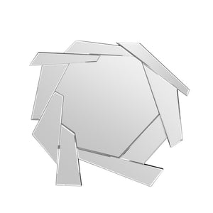 HomeRoots 37" Silver Abstract Frameless Accent Mirror - Stunning Modern Design to Brighten Any Room Elegantly 635500