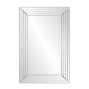 HomeRoots 39" Silver Geo Lines Frameless Accent Mirror - Modern Beveled Glass Design for Any Room's Elegance 635501
