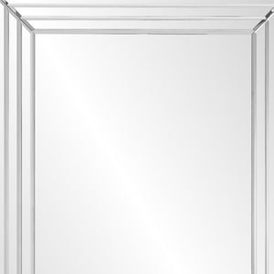 HomeRoots 39" Silver Geo Lines Frameless Accent Mirror - Modern Beveled Glass Design for Any Room's Elegance 635501
