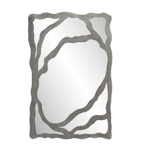 HomeRoots 44" Gray Wood Free-Form Accent Mirror - Modern Rustic Elegance for Home Décor & Wall Art 635503