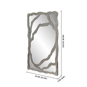 HomeRoots 44" Gray Wood Free-Form Accent Mirror - Modern Rustic Elegance for Home Décor & Wall Art 635503