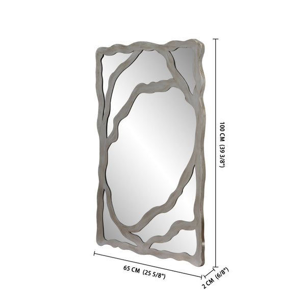 HomeRoots 44" Gray Wood Free-Form Accent Mirror - Modern Rustic Elegance for Home Décor & Wall Art 635503
