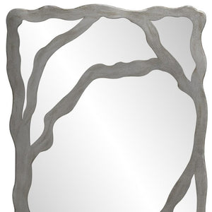HomeRoots 44" Gray Wood Free-Form Accent Mirror - Modern Rustic Elegance for Home Décor & Wall Art 635503